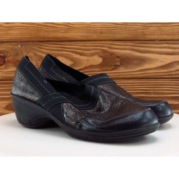 White Mountain Size 8.5 Clog Black Synthetic Medium Happy Slip On Women - Picture 4 of 11